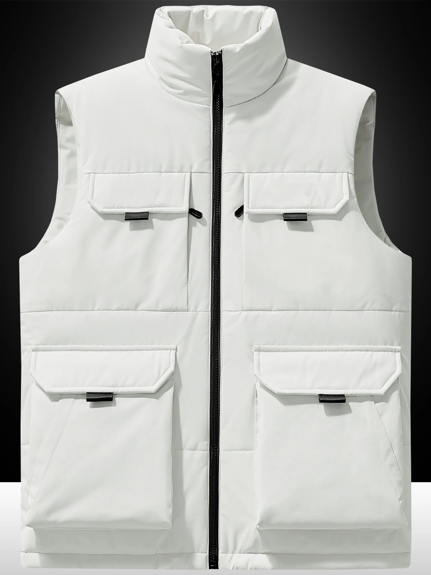 

Мужской зимний утепленный рабочий жилет на флисовой подкладке, свободный крой, большие размеры, с множеством карманов, воротник-стойка, теплая куртка для бизнеса