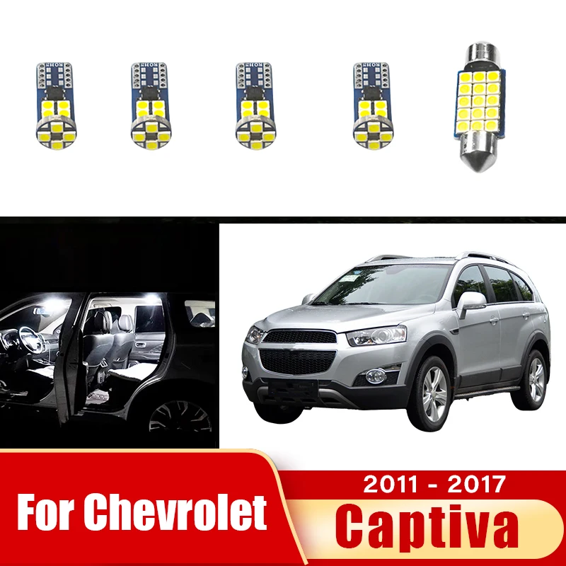 5pcs Car LED For Chevrolet Captiva C100 C140 2011 2012 2013 2014 2015 2016 2017 Interior Reading Lamps Trunk Light Accessories