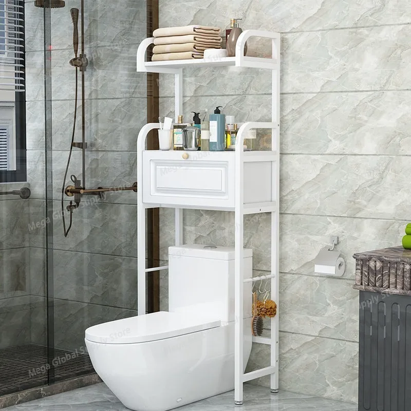 

Toilet Storage Rack Stand Organizer Rack Aesthetic Bathroom Shelf Multifunctional Floor Shelves with Drawer Bathroom Accessories