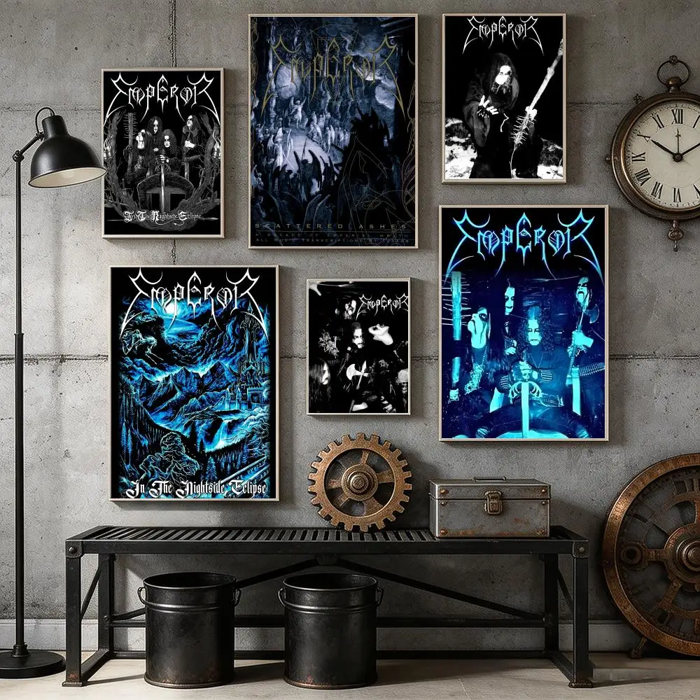 Metal Rock E-Emperor Band Poster Home Bar Wall Art Sticker Waterproof Self-Adhesive Mural for Living Room Bedroom Decor