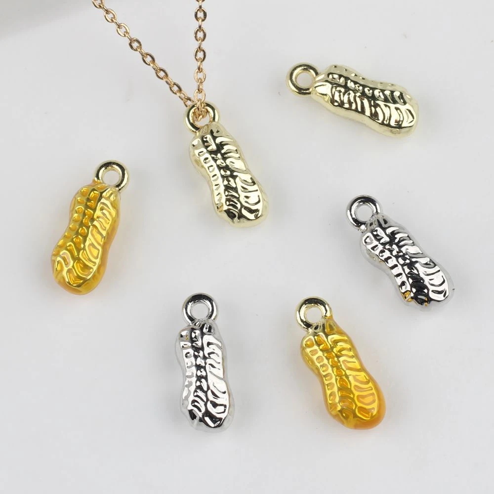 10pcs Simple Fashion Peanut Shape Pendant Charms Handmade DIY Jewelry Making Accessories Bracelet Earrings Necklace Ornament