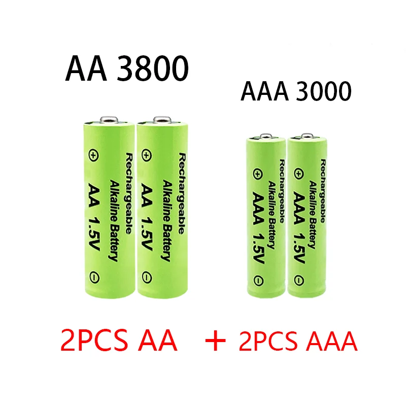 1.5V AA + AAA NI MH Rechargeable AA Battery AAA Alkaline 3800-3000mah For Torch Toys Clock MP3 Player Replace Ni-Mh Battery