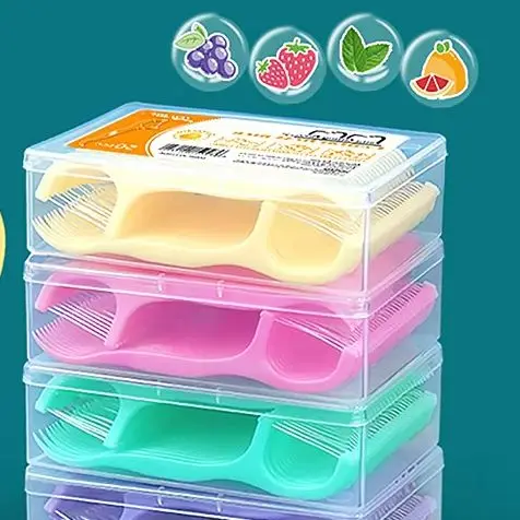 Zahnseide, 50, quadratisch verpackt, Zahnseide-Stick, zahnärztliches orales Geschenk, individuelle Einweg-Zahnstocher