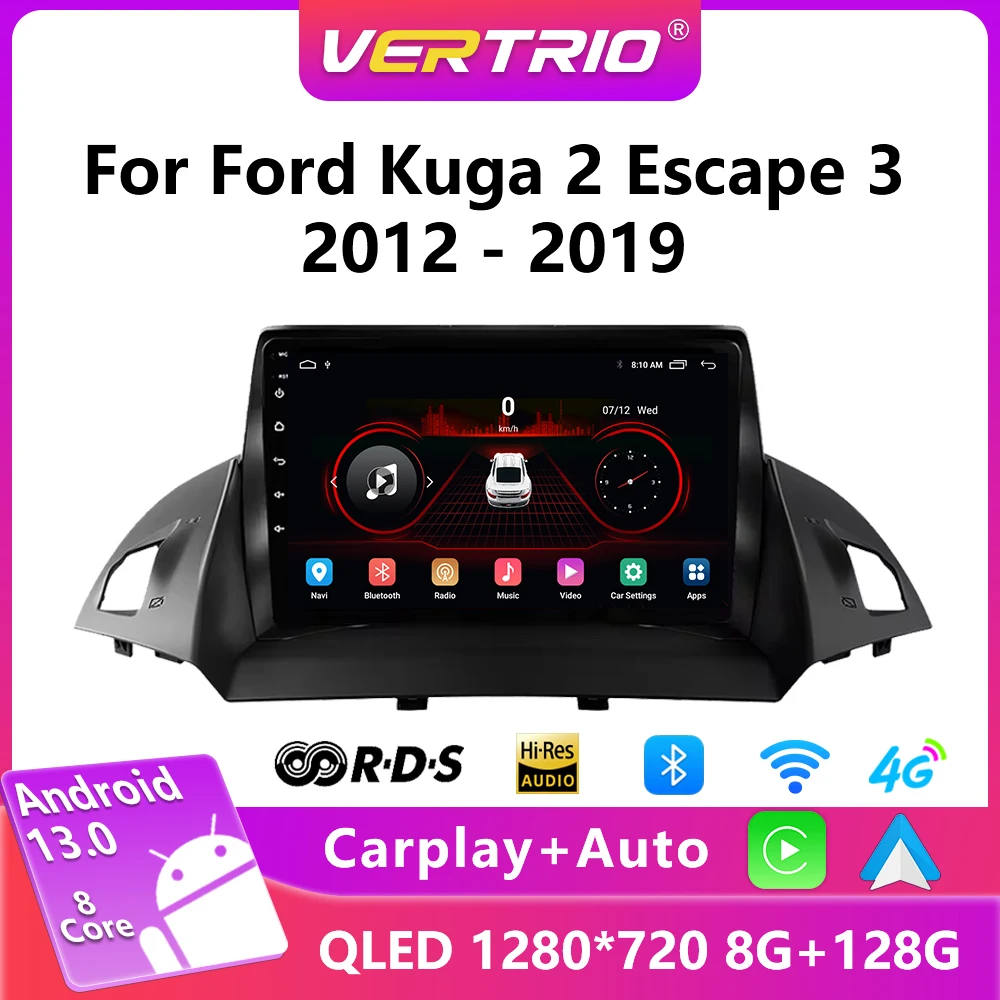 

For Ford Kuga 2 Escape 3 2012-2019 Android 13 Car Radio Multimedia Player Stereo GPS Navigation 4G Wireless Carplay Auto 2 Din