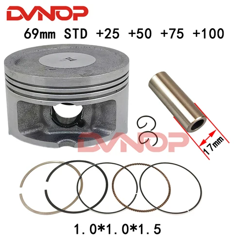 Pistón de motocicleta 69mm + 25 + 50 + 75 + 100 pines 17mm juego de juntas de anillo para Yamaha Majesty YP250 YP 250 Egine repuestos
