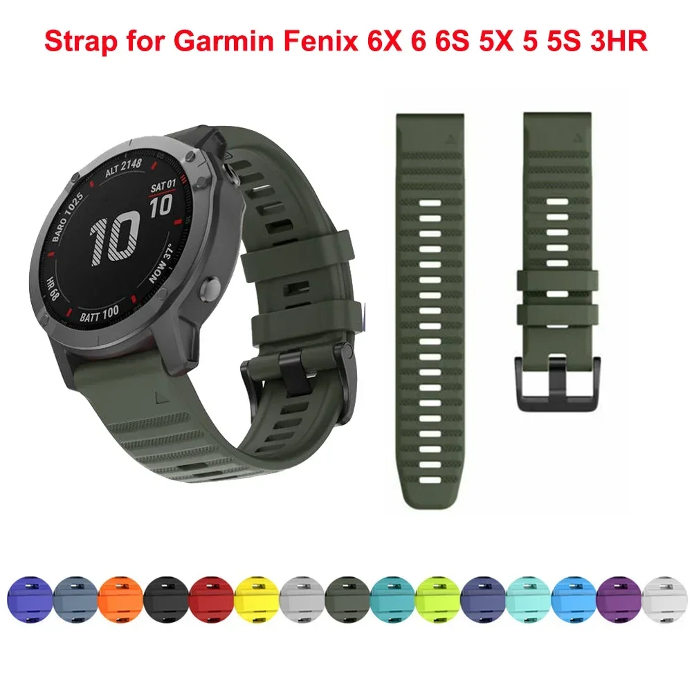 

Silicone 26mm 22mm Quick Release Watchband Wrist strap for Garmin Fenix 6 6S 6X 7X 7 5X 5 5S 3 HR Watch Easyfit Watch Wrist Band