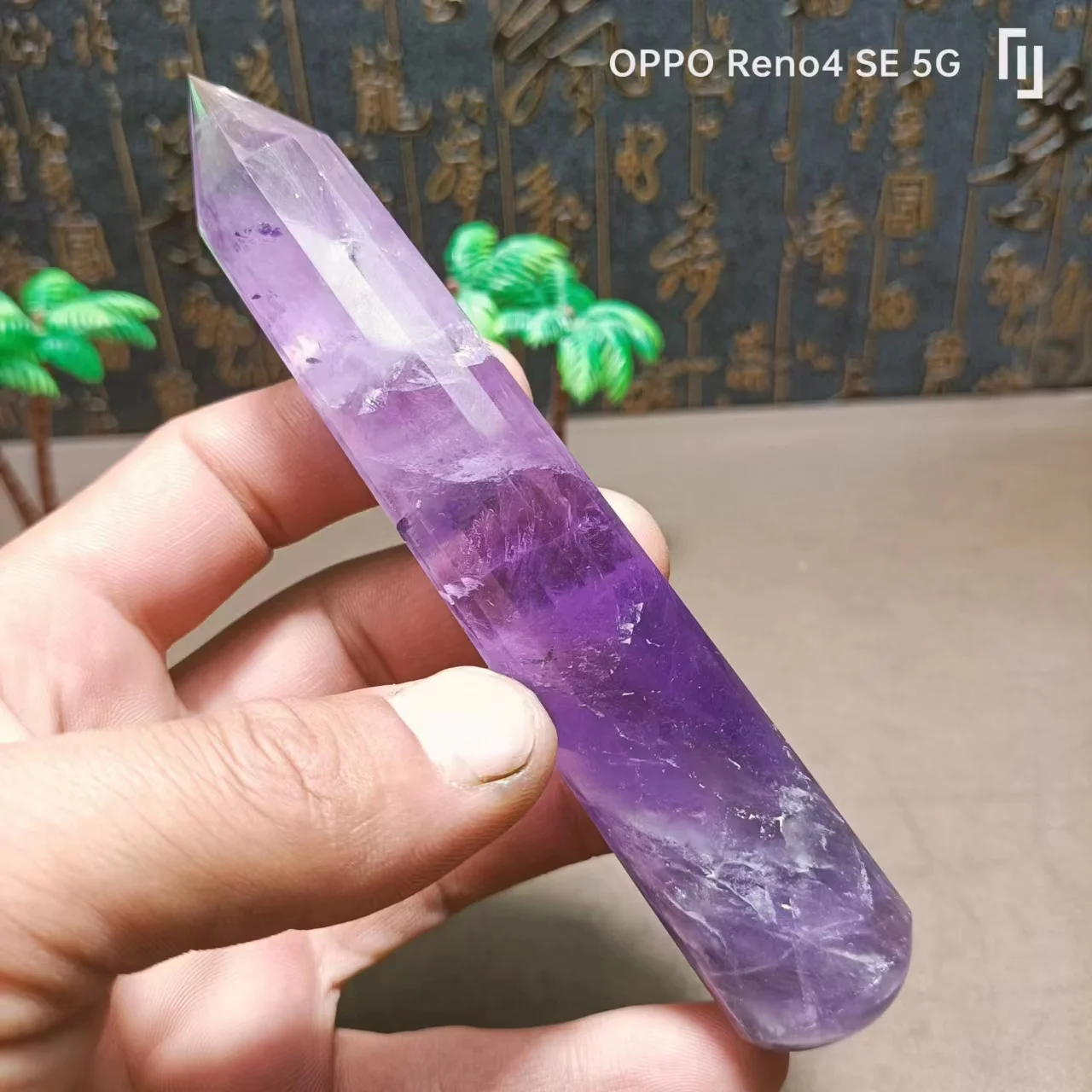 

Natural Quartz Crystal Gemstone Point, Reiki Healing Crystal, Vogue Inspired, amethyst Point Wand, 18-Face Shipping