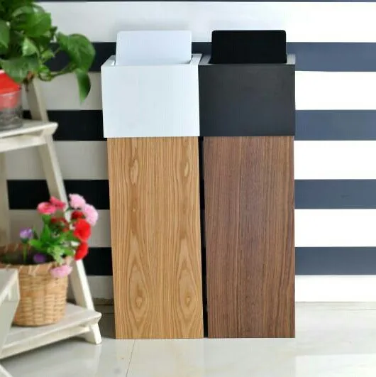 New Nordic style wooden trash can large household creative living room Chinese-style heightening B & B hotel commercial paper ba
