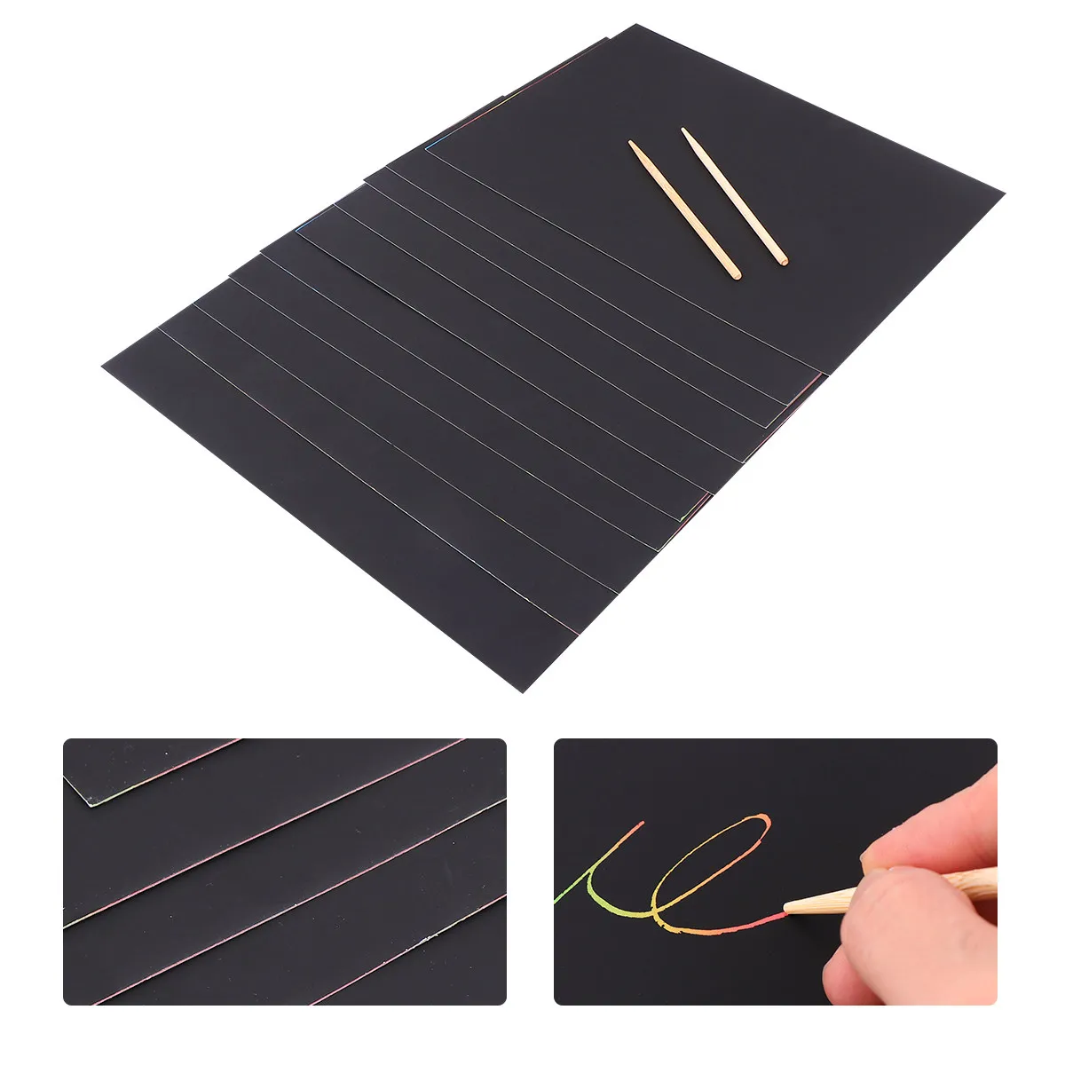 2Pack Black Scratch Papers for -Friendly Creative DIY Scratch Painting Set Ideal for Kindergarten Primary School Art