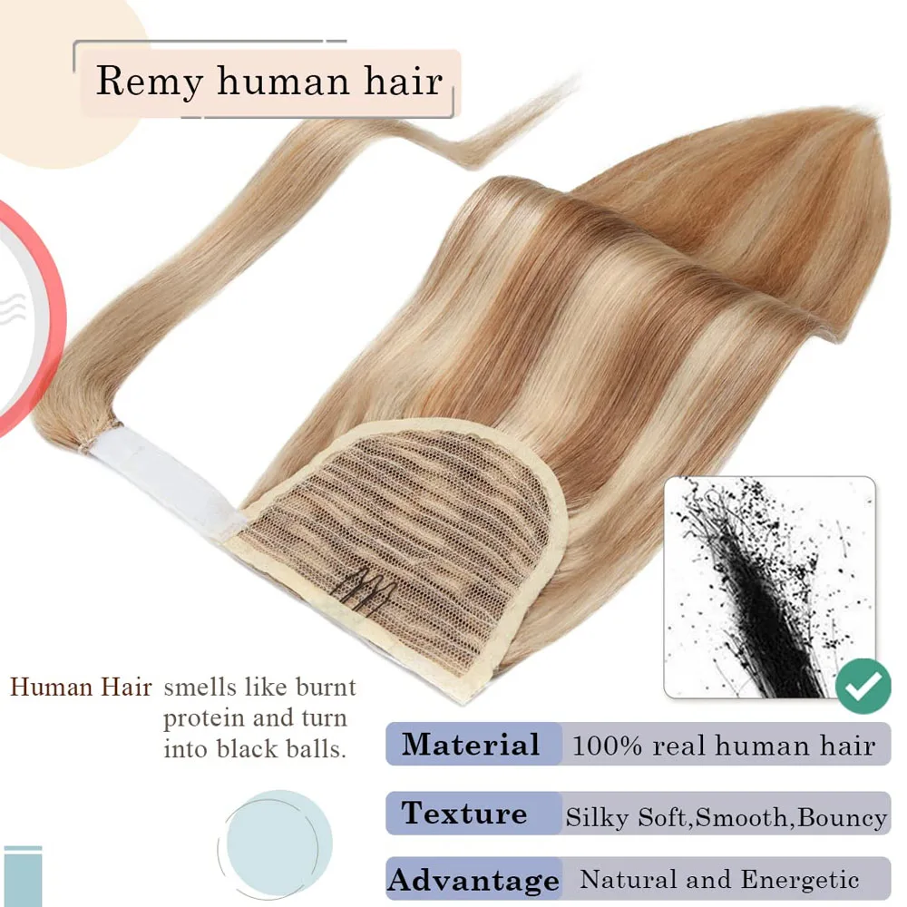 SEGO 80G-95G Mais Wellenförmige Lange Pferdeschwanz Haarteil Wrap auf Menschliches Haar Nicht-Remy Clip in haar Extensions Ombre Braun Pony Schwanz