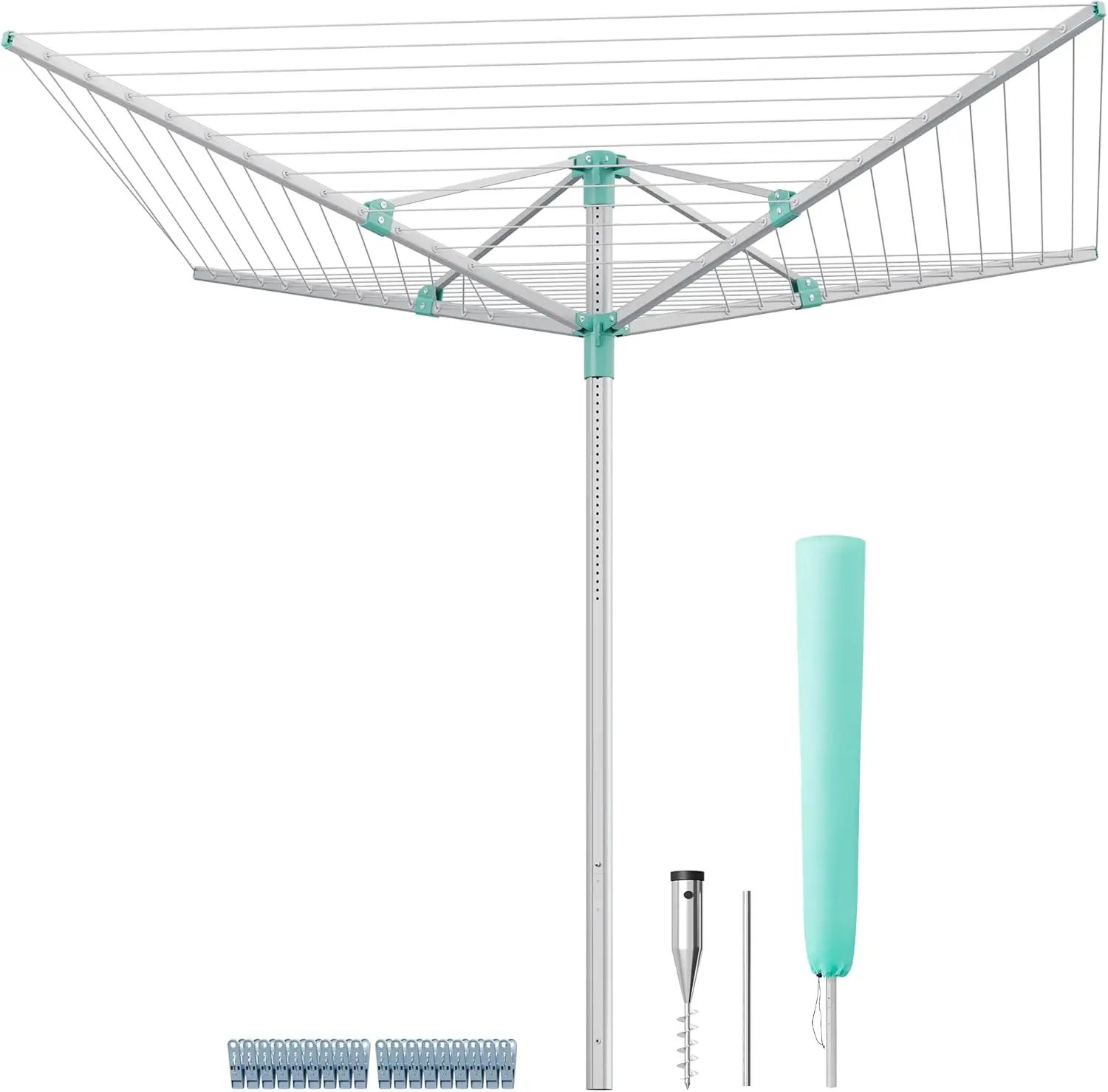 

Umbrella Drying Rack Retractable Outdoor Drying Rack Height Adjustable 197 ft Long Clothesline Holds 6 Laundry Loads for Garden