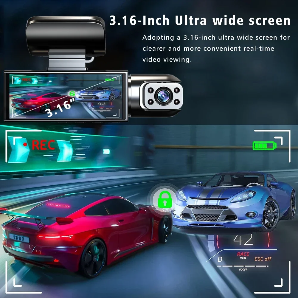 Telecamera da cruscotto DVR per auto a doppio obiettivo FHD 1920 * 1080P Dash Cam Cabina Dashcam Videoregistratore per veicoli Mini Dvr interni Scatola nera