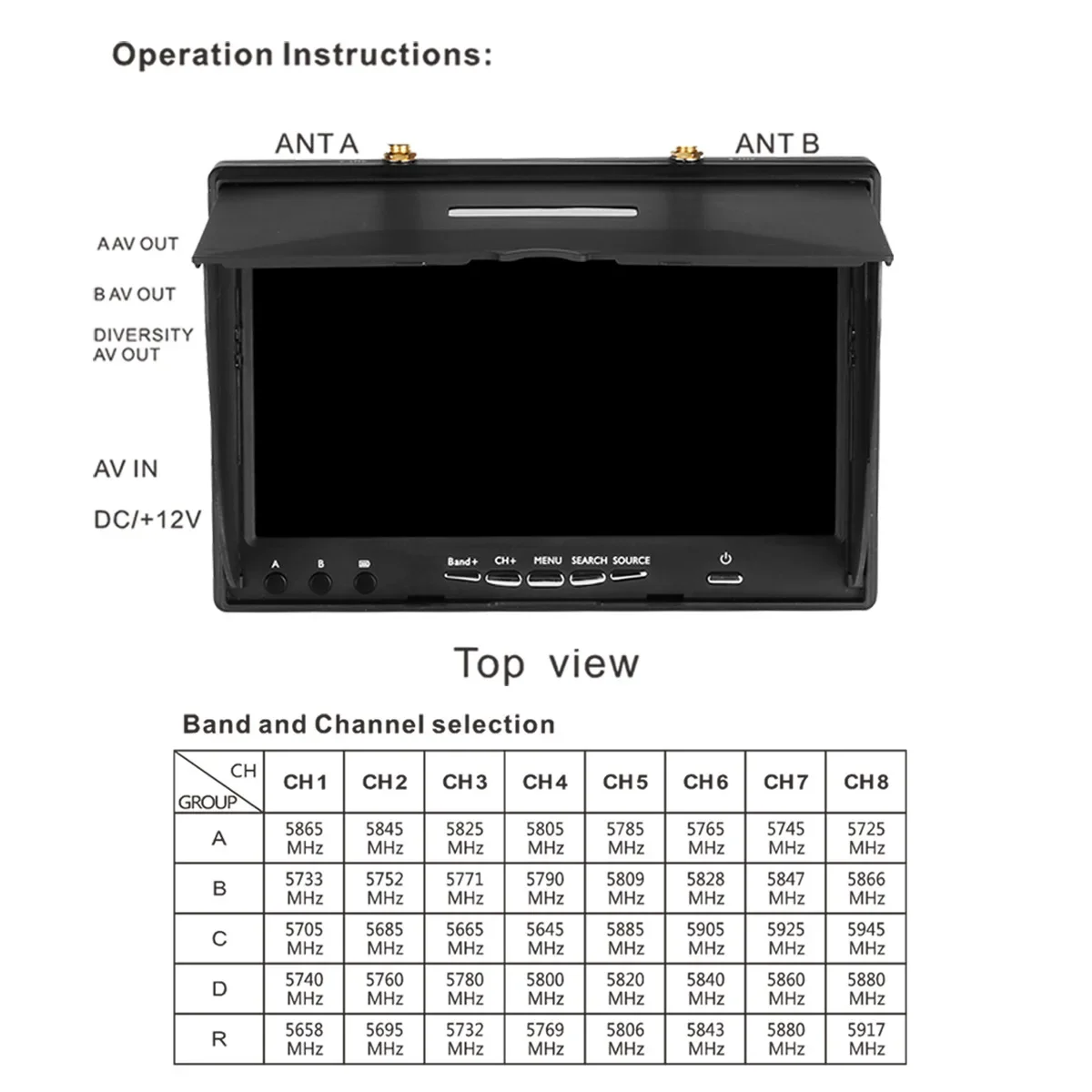 Monitor FPV LCD5802D 5.8G 40CH 7 Inci dengan DVR 800X480 Layar HD Penerima Raceband untuk Drone FPV Racing Mult