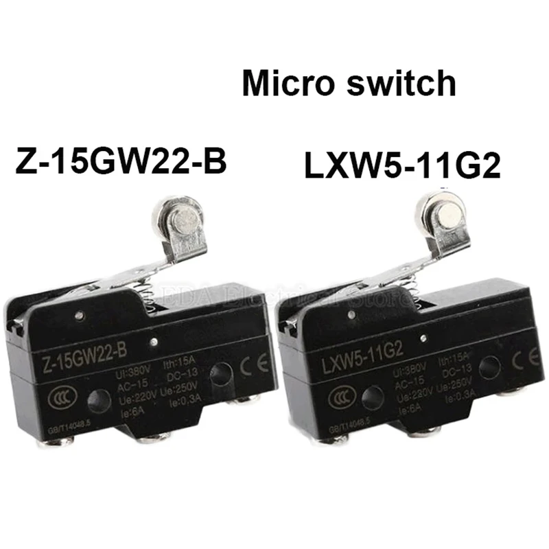 1Pcs LXW5-11G2/Z-15GW22B 15A 380V 1NO 1NC Micro Switch Small Metal Rolling Travel Switch With Handle