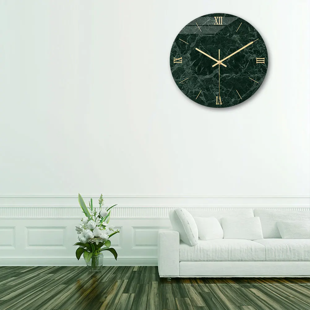 

1pc Arabic Numerals Wall Clock Marble Wall Clock Acrylic UV Clock without for Home Living Room