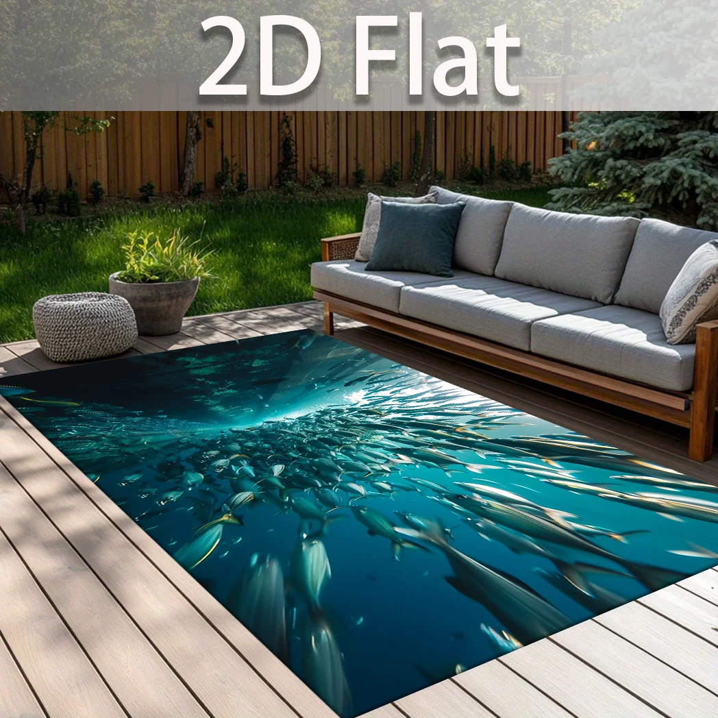 2D Ocean Fish Storm Carpet Living Room Large Rug Marine Vortex Bedroom Decor Creative Area Rugs Sofa Floor Mat Gift Art