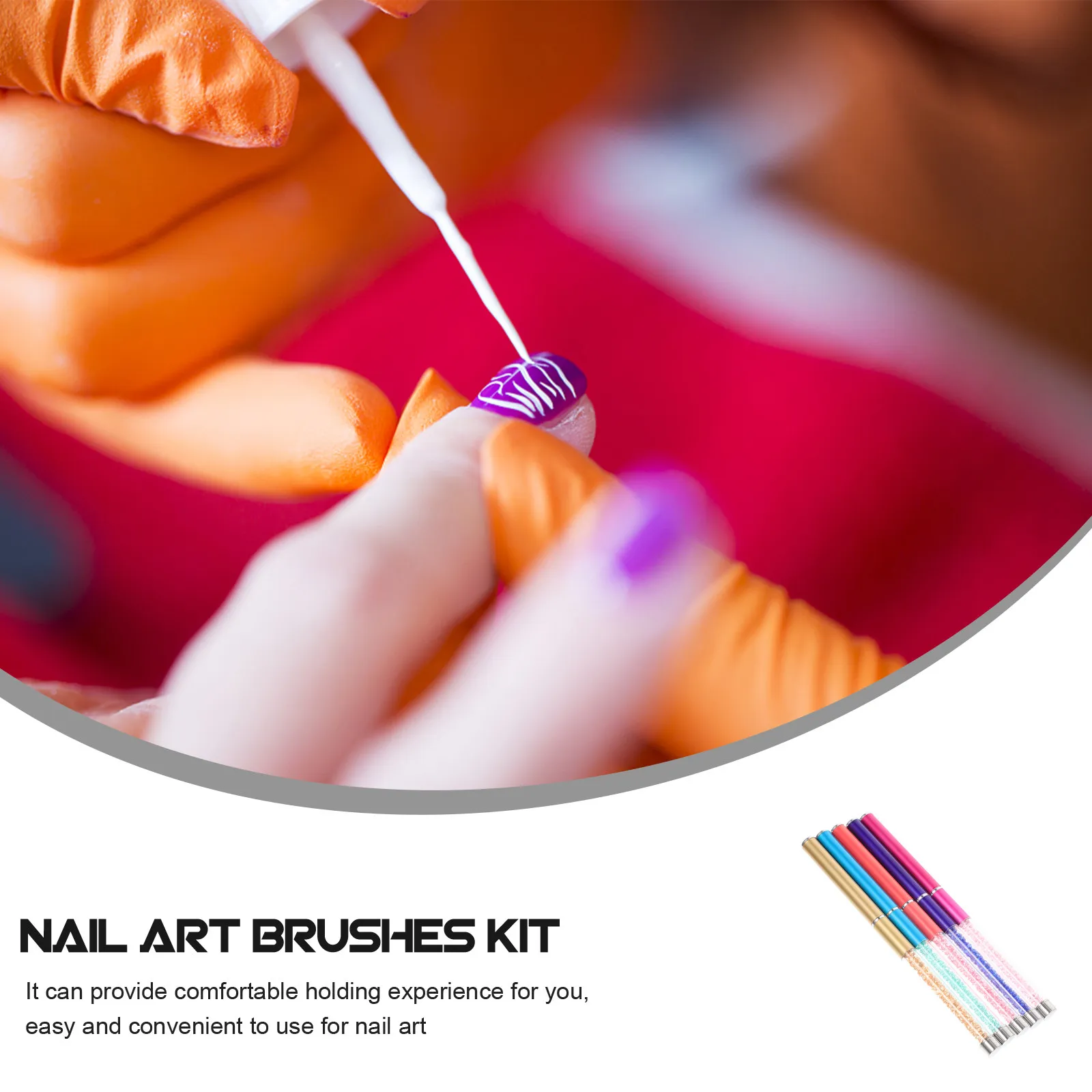 

5Pcs Nail Art Brush Set Portable Lightweight Professional Manicure Pens Comfortable Grip Long Service Life for Nail DIY Painting