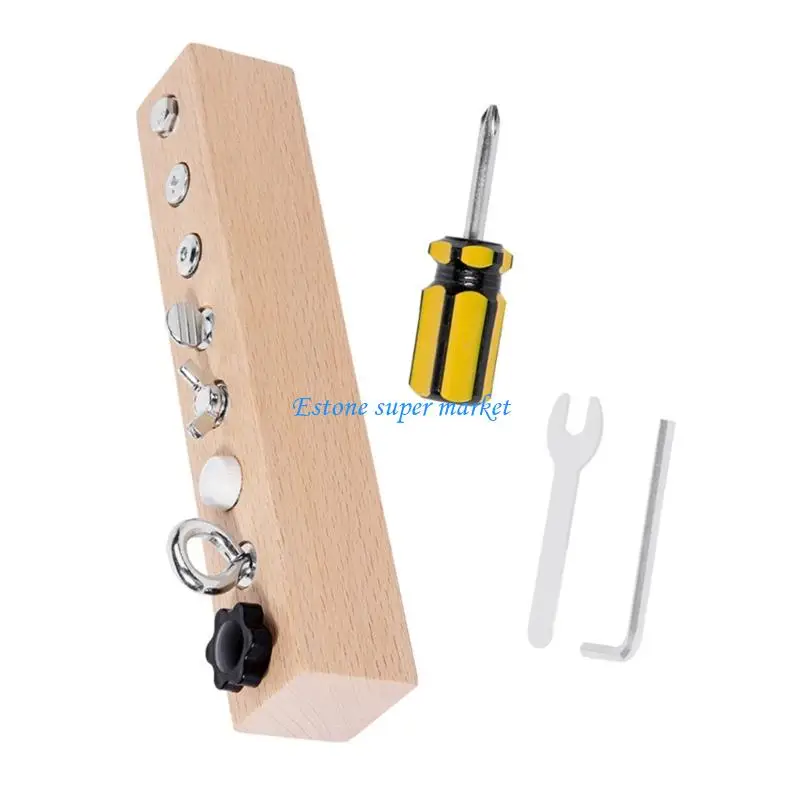 090B Educational Wooden Building Blocks With Screw Tools For Kids Early Learning Fine Motor Skills Development Ages 3+
