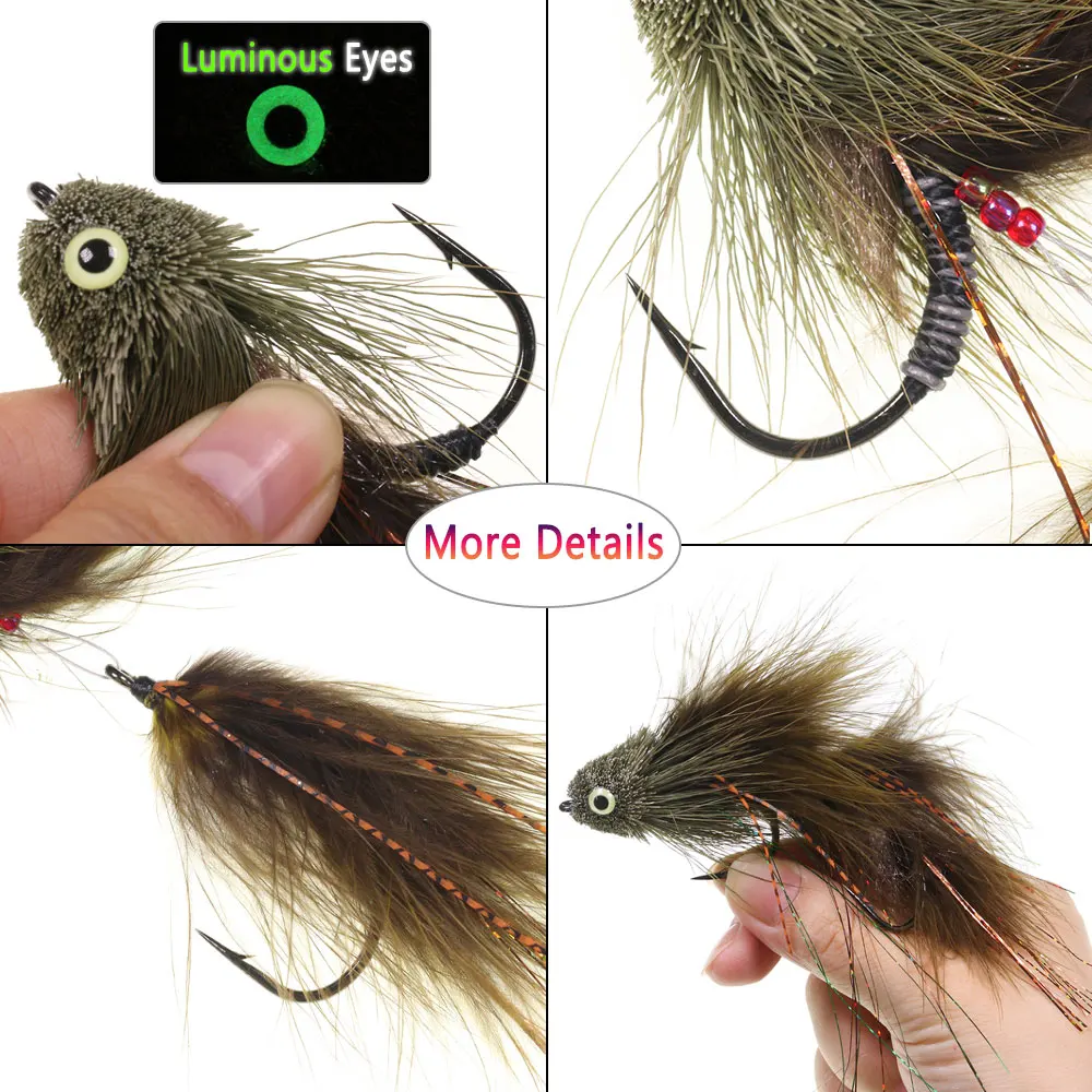 1/2 Stück Gelenkige Fisch-Streamer aus Hirschhaar, Bass- und Insekten-Streamer, Fischgräten-Streamer, Big Game Fisch, Meeresfischen, Hecht-, Barsch- und Forellen-Angelköder – Detail 5