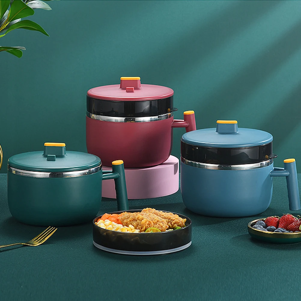 

1pc 1500Ml Heat Preservation Lunch Box Food Serving Ergonomic Handle Noodle Bowl Sturdy Soup Bowl For Home Office Camping