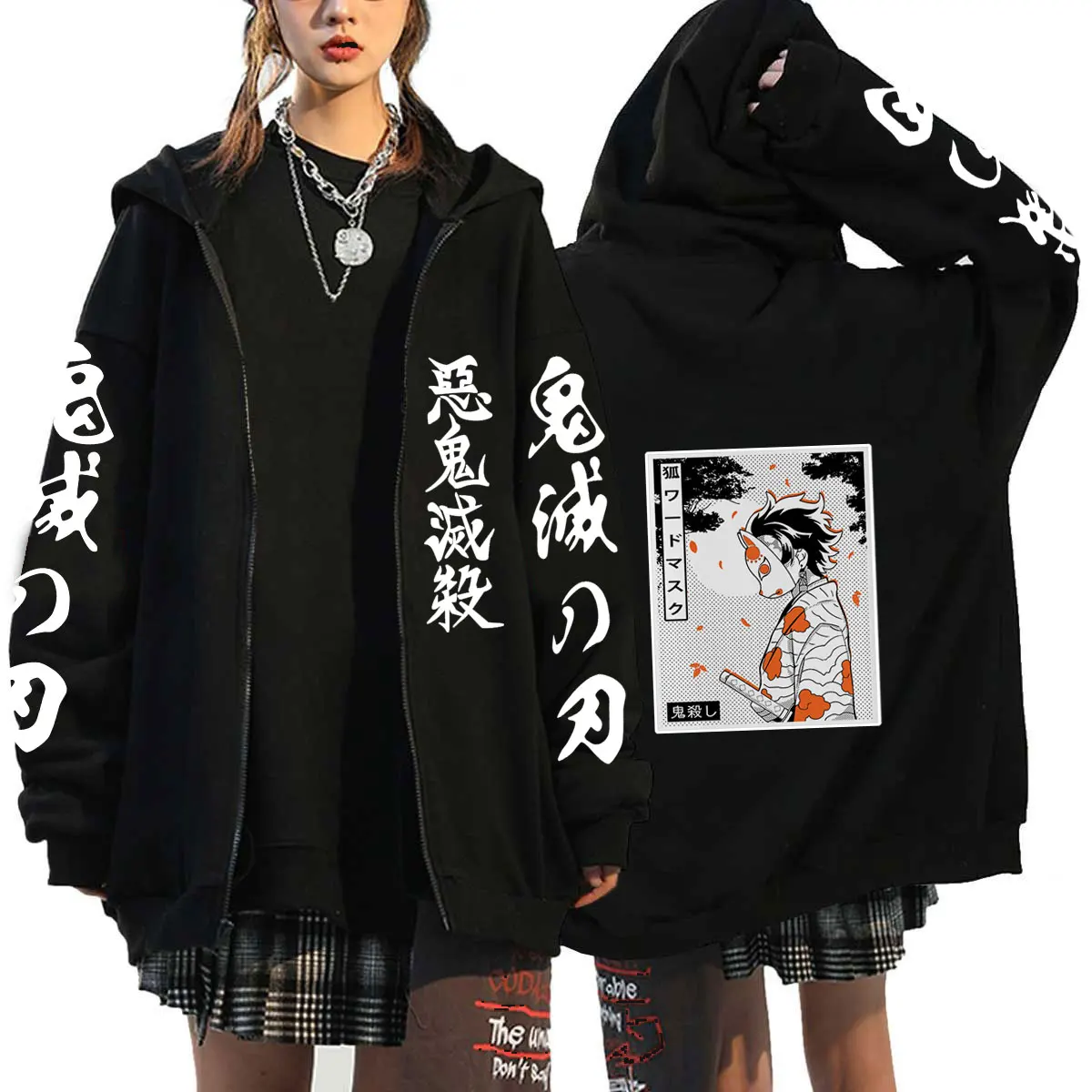 

Demon Slayer Zip Hoodie Roupas Masculinas Oversized Coat Tops For Women Men Fashion Anime Zipper Sweat Femme Streetwear Jacket