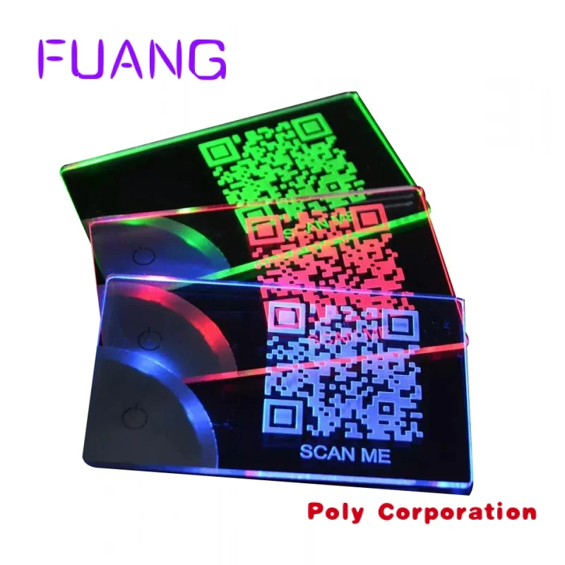 Custom  Luxury laser engraving LED customized acrylic luminous visiting card metal blank NFC business card wedding card