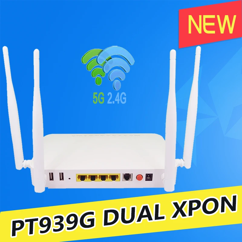 100% original new XPON ONU GE 2USB TEL HGU WIFI 2.4G&5G  Dual Band ONT  EPON/GPON English version PT939G Optical fiber router