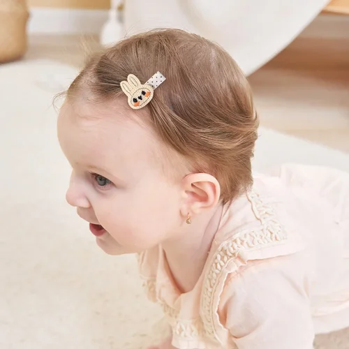 Imagen 2 del producto 2 unids/lote de lazos para bebé, horquillas tejidas de conejo para niña, flequillo de flores encantadoras, horquilla de lunares, accesorios para el cabello de Boutique