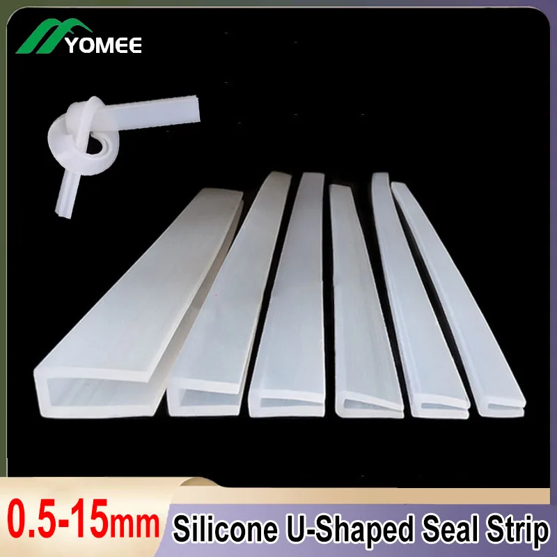 1/2/3/4/5M Translucent White Rubber Edge Strip U Section Anti Oil Seal Edge Shield Encloser Inner Width 1-10mm