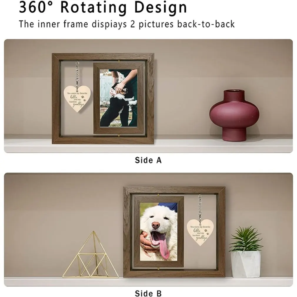 Dupla face Pet Memorial Photo Frame, Bereavement Presente, Dog Condolence, Morte Presente