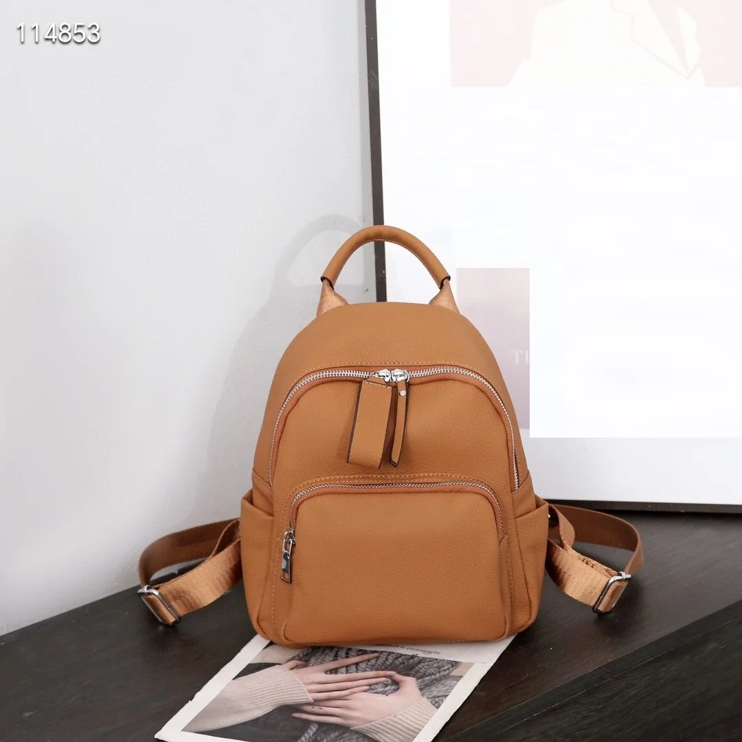 Small Real Cow Leather Backpack Anti-theft Ladies Travel Bag Casual Genuine Leather Bagpack