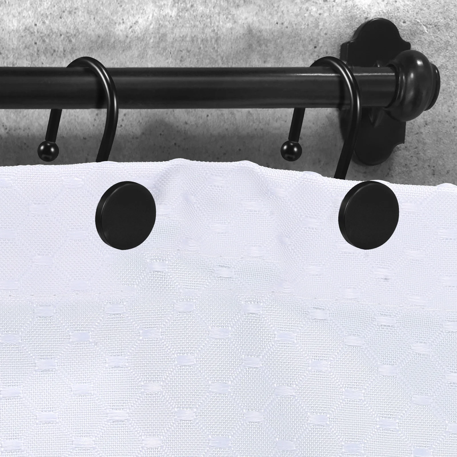 

12Pcs Heavy Duty Curtain Hooks Metal Black Hanging Hooks for Shower Curtains Smooth Glide Ring Fixing Drapes Accessories