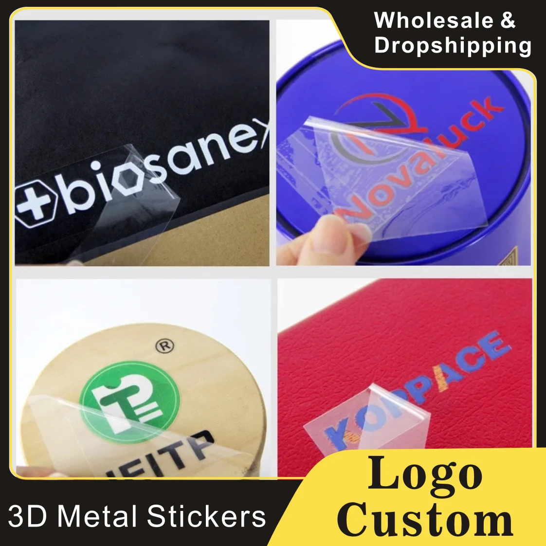 UV Print Custom Sticker and Customized Logos 3D Hollow Self Adhesive Gold Sliver Transfer Metal Personalize Stickers Your Brand