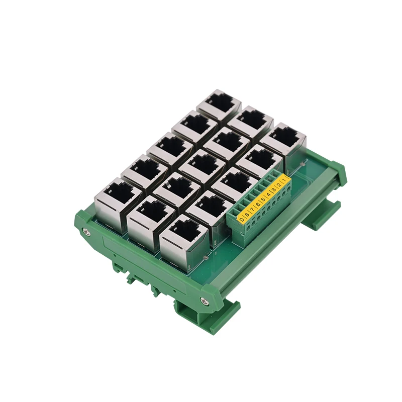 Porta Ethernet RJ45 a morsettiera, terminale di cablaggio a 8 pin, testa di cristallo a hub splitter 485, 23456 fori