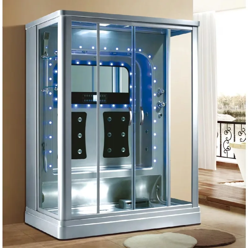 

Customization Modern Portable 3KW Wet Steam Corner Shower Room Complete Acrylic Bath Cabin Remote Control Hemlock Panel 2 People