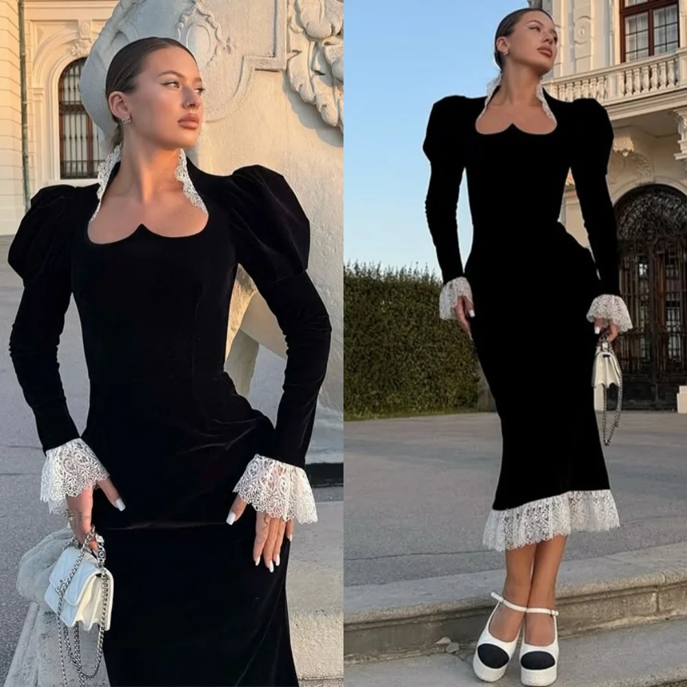 

Customized Mermaid Formal Black Evening Dresses Exquisite Long Sleeves Homecoming Dresses Modern Special Occasion Gowns