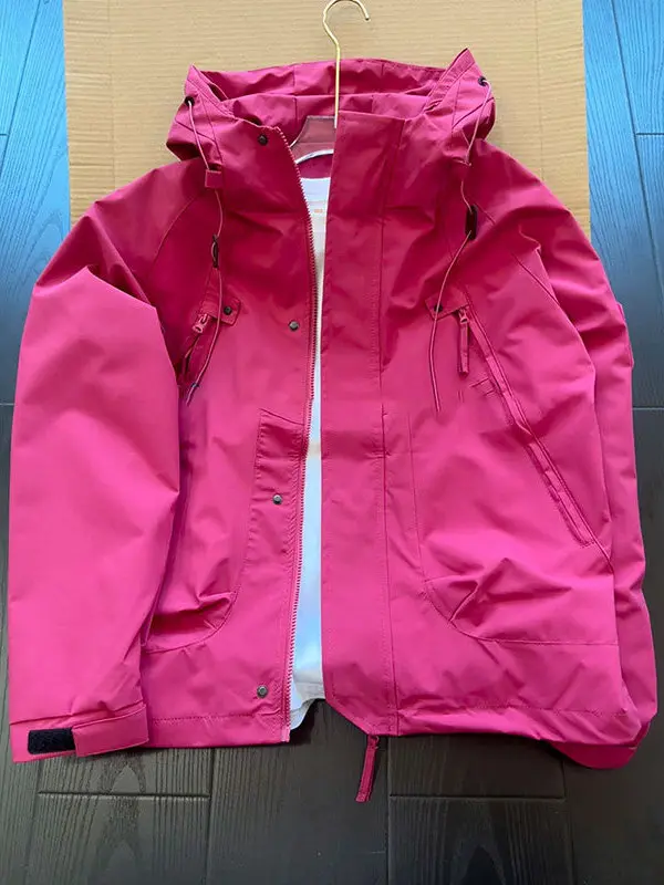 

Dopne Rose Red Windbreaker Jaet Men's Women's Outdoor Fall Waterproof Hiking Clothing Couple's Workwear Coat