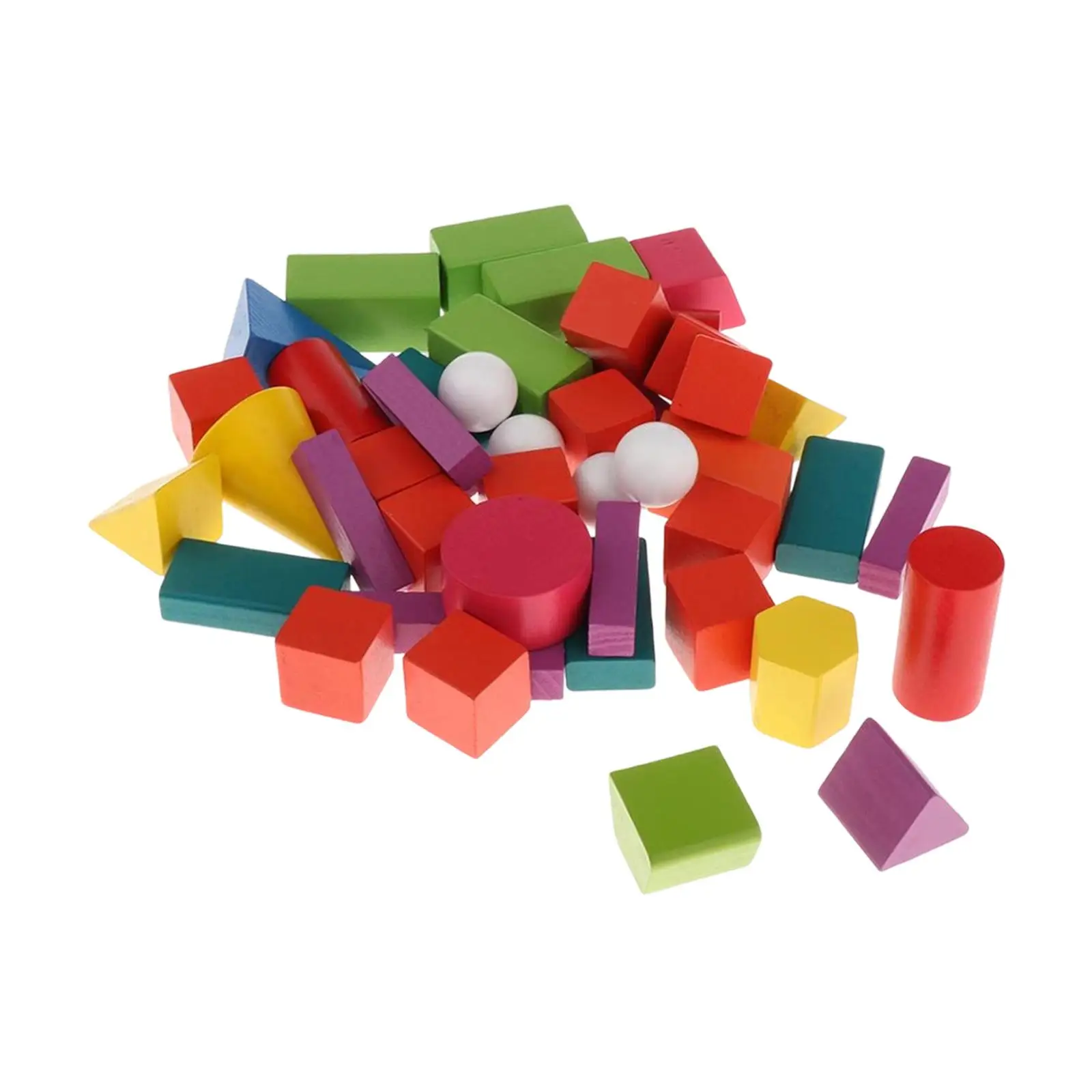 

45x Wood Geometric Solids Children School Preschool Kindergarten Home Teaching Math Manipulatives Geometric Shapes Learning Toys