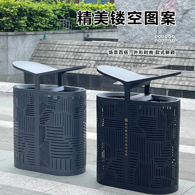 Outdoor square, shopping mall, stainless steel garbage bin, iron art garbage bin, large recycling bin