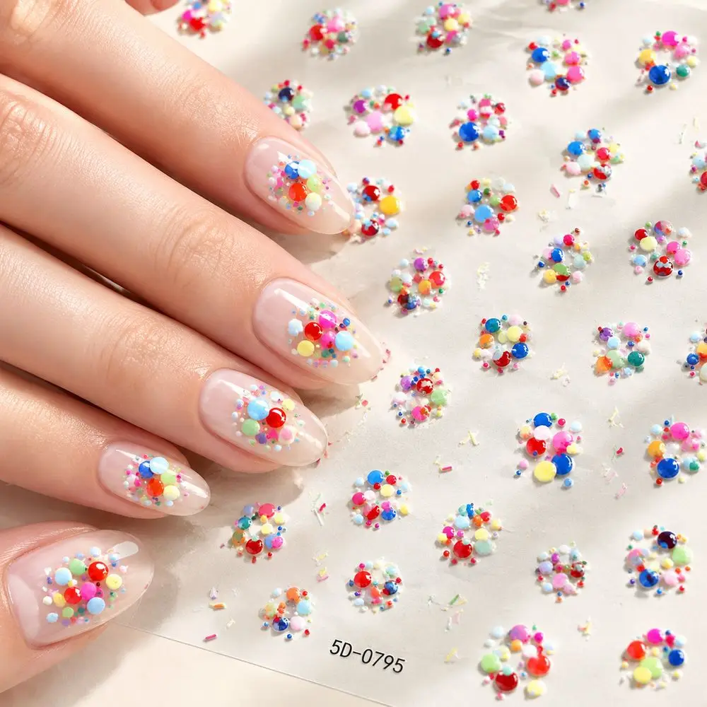 1Pc Stylish Nail Art Decal Polka Dot Rainbow Confetti Sprinkles Colorful Self Adhesive For Party DIY Manicure Nail Art Kit