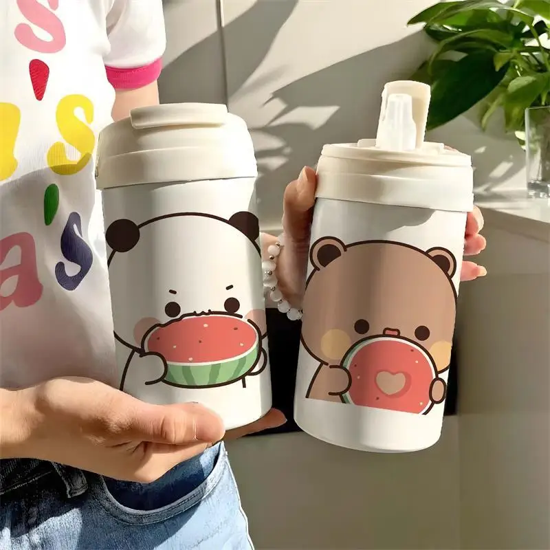 Small Panda Bubu And Yier Cartoon 306 Stainless Steel Water Cup Large Capacity Insulated Cup Portable Lovely Coffee Cups Gift