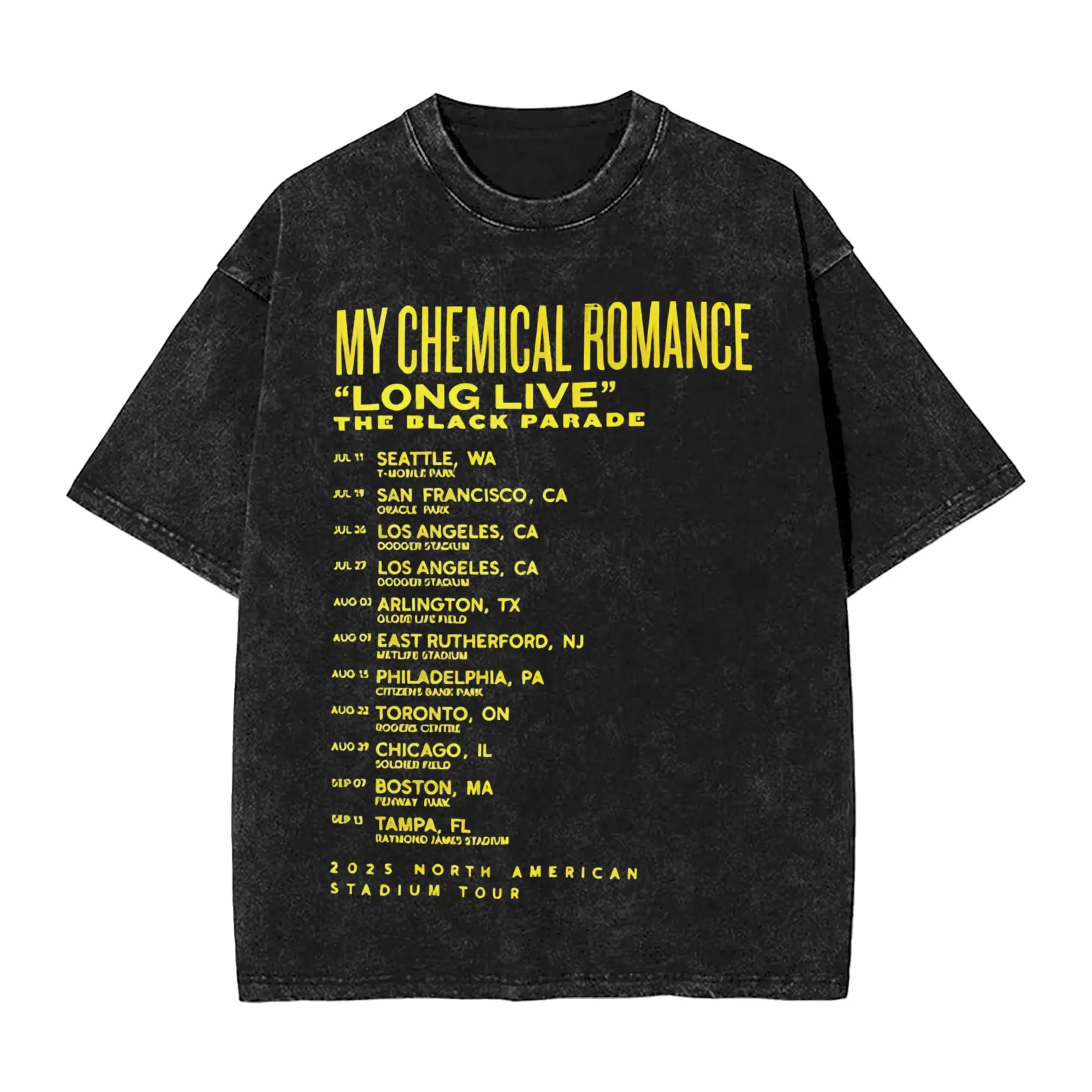Printed The Black Parade 2026 Music My Chemical Romance mcr Washed T Shirt Merch Harajuku T-Shirts  for Men Women Tee Shirt