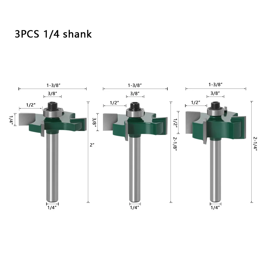 1PC 1/4 "6.35MM Shank Milling เครื่องตัดไม้แกะสลัก T ประเภทแบริ่งเครื่องตัดไม้เกรดอุตสาหกรรม Rabbeting เครื่องมือ Router Bit