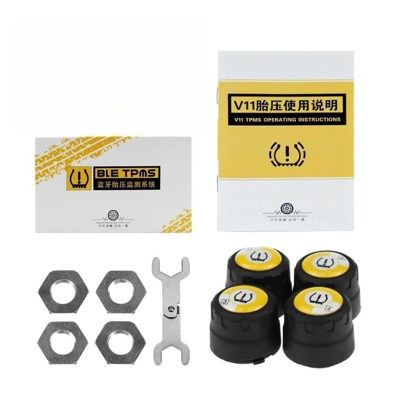 Bluetooth 5.0 V4.0 Car TPMS Tire Pressure Monitor 4 Sensors iOS Android Phone APP Real Time Alarm System