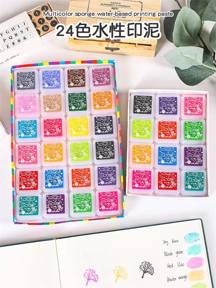 3cm*3cm 12/24Colourful Pads Multi-colored Stamp Pads Creative Rainbow Inkpad Rubber Stamp Oil for DIY Craft Scrapbooking Ink Pad