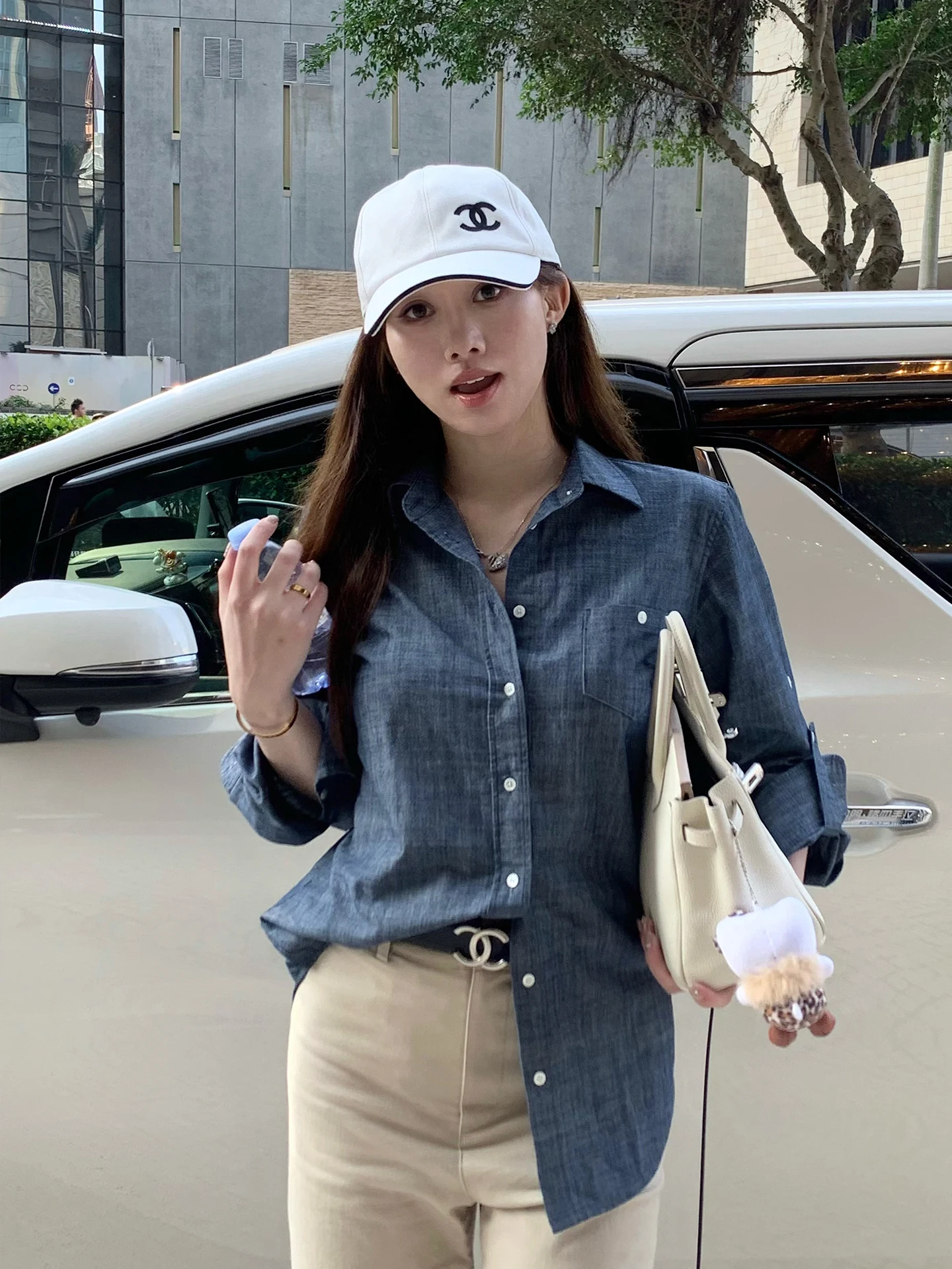 

Pure Cotton Denim Blue Women's Shirt Loose Long Sleeve Short Style Breathable Comfortable Casual Spring Summer New Arrival