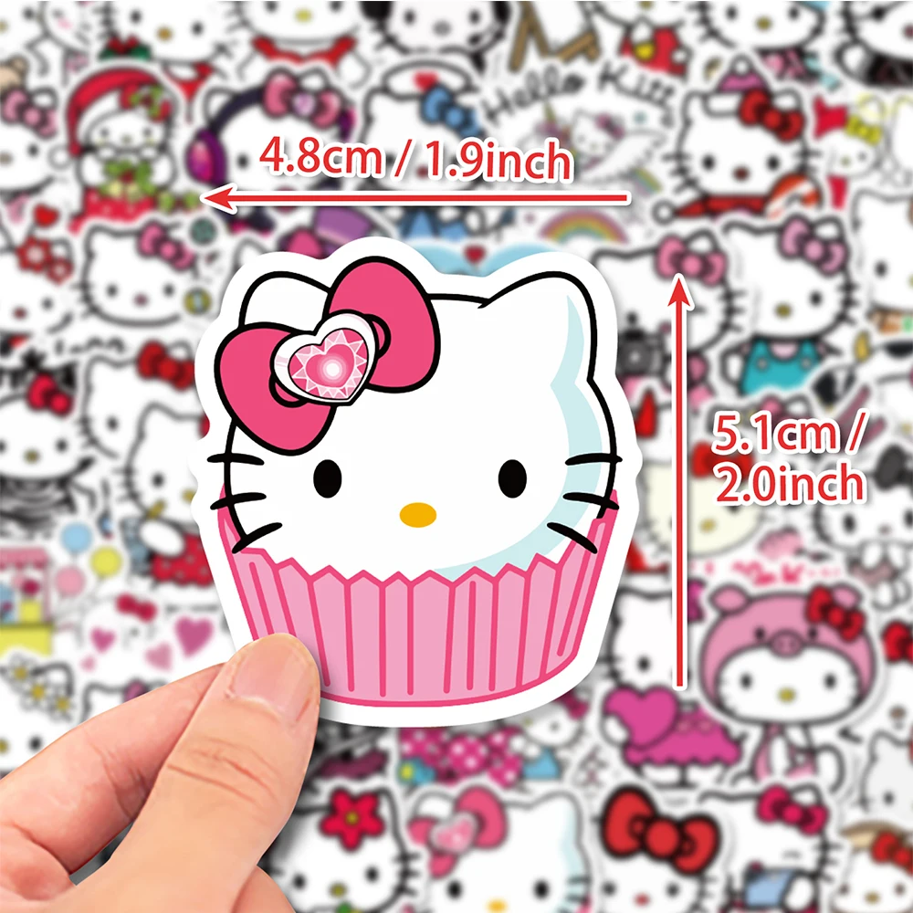 10/30/50pcs Kawaii Hello Kitty Stickers Kids DIY Toy Cute Sanrio Cartoon Decals Scrapbook Skateboard Helmet Notebook Guitar Bike