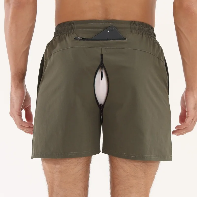 شورت رجالي مفتوح المنشعب سريع الجفاف للتمرين مقاس 3 بوصات شورت للجري في صالة الألعاب الرياضية شورت رياضي شبكي يسمح بالتهوية من الأمام قصير من الخلف طويل