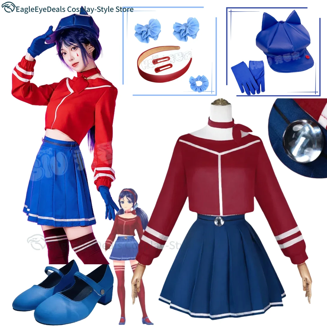 Game MiSide Crazy Mita Cosplay Costume Shoes Full Set Wig Role Play Primary Yandere Mita Cosplay Outfit Halloween For Women Men