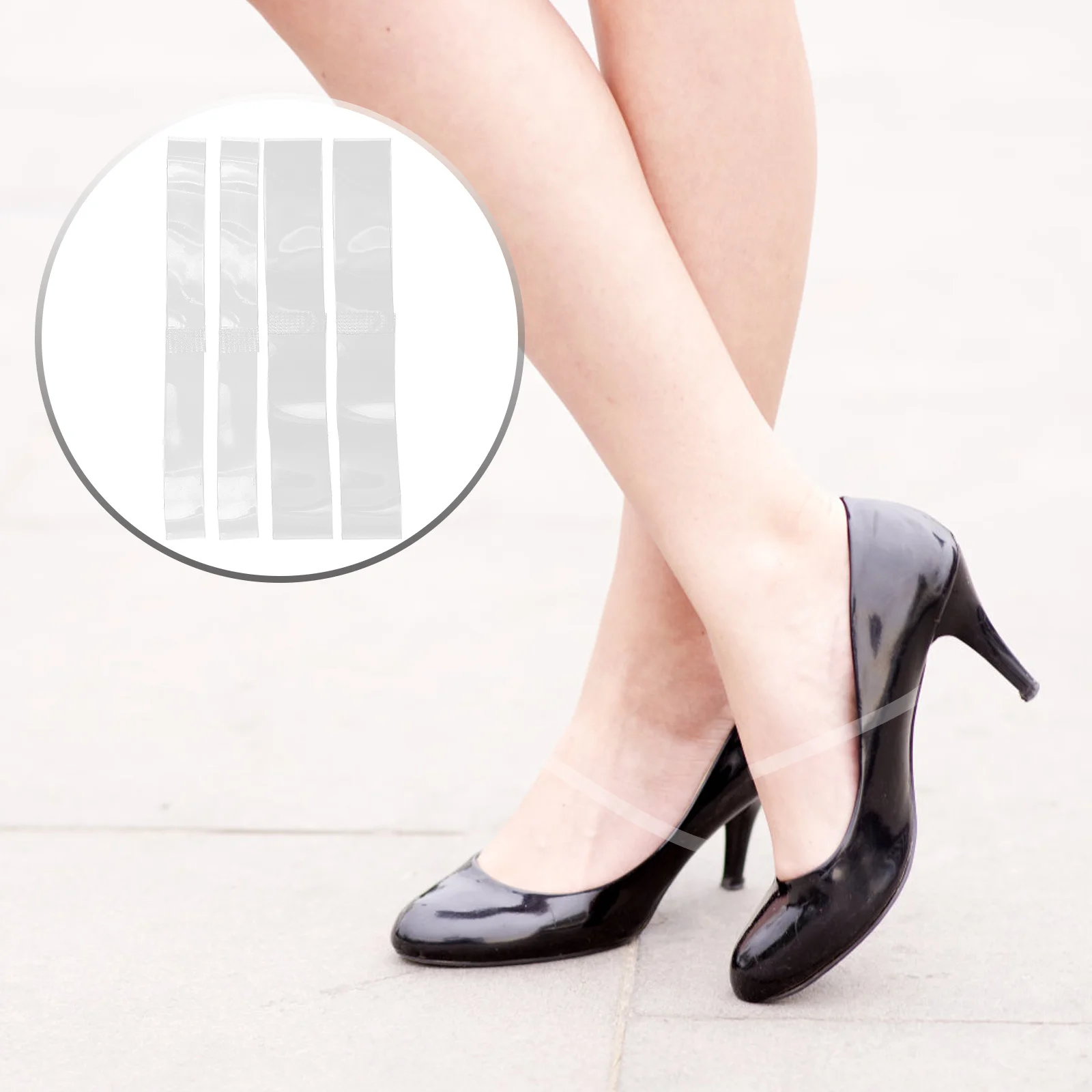 

8Pairs Transparent Shoe Fixing Straps Elastic Heel Bands for High Heels Durable Comfortable Female Heel Accessory